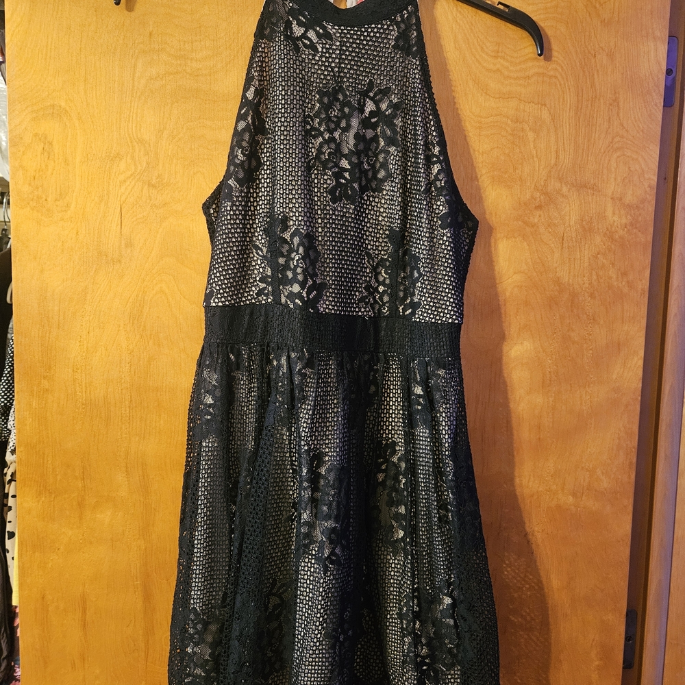 Black Lace Halter Dress